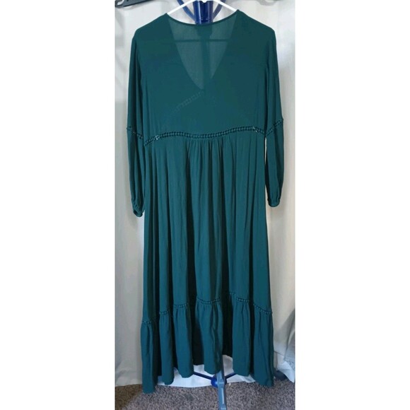Earthbound Trading Co Women’s Size Small Emerald Green Boho Lagenlook Dress - Picture 4 of 7